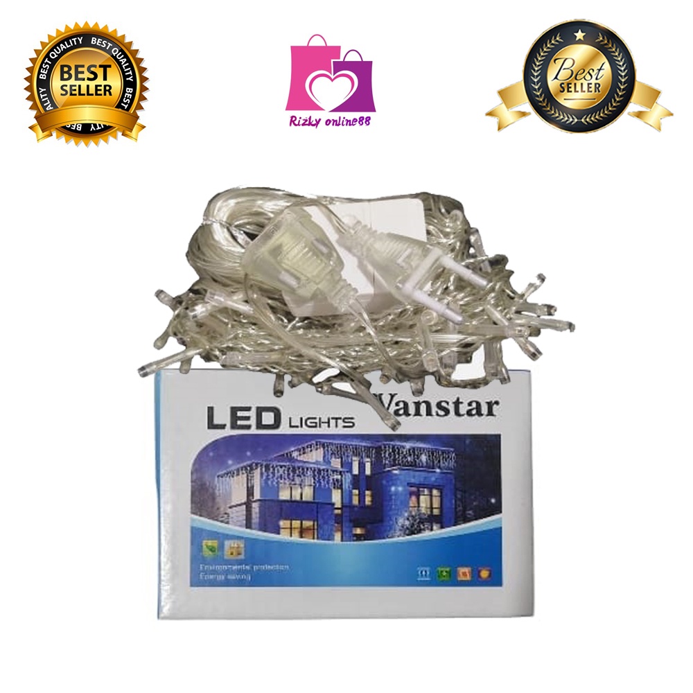 rizkyonline88 lampu hias tirai 100LED / lampu natal hias