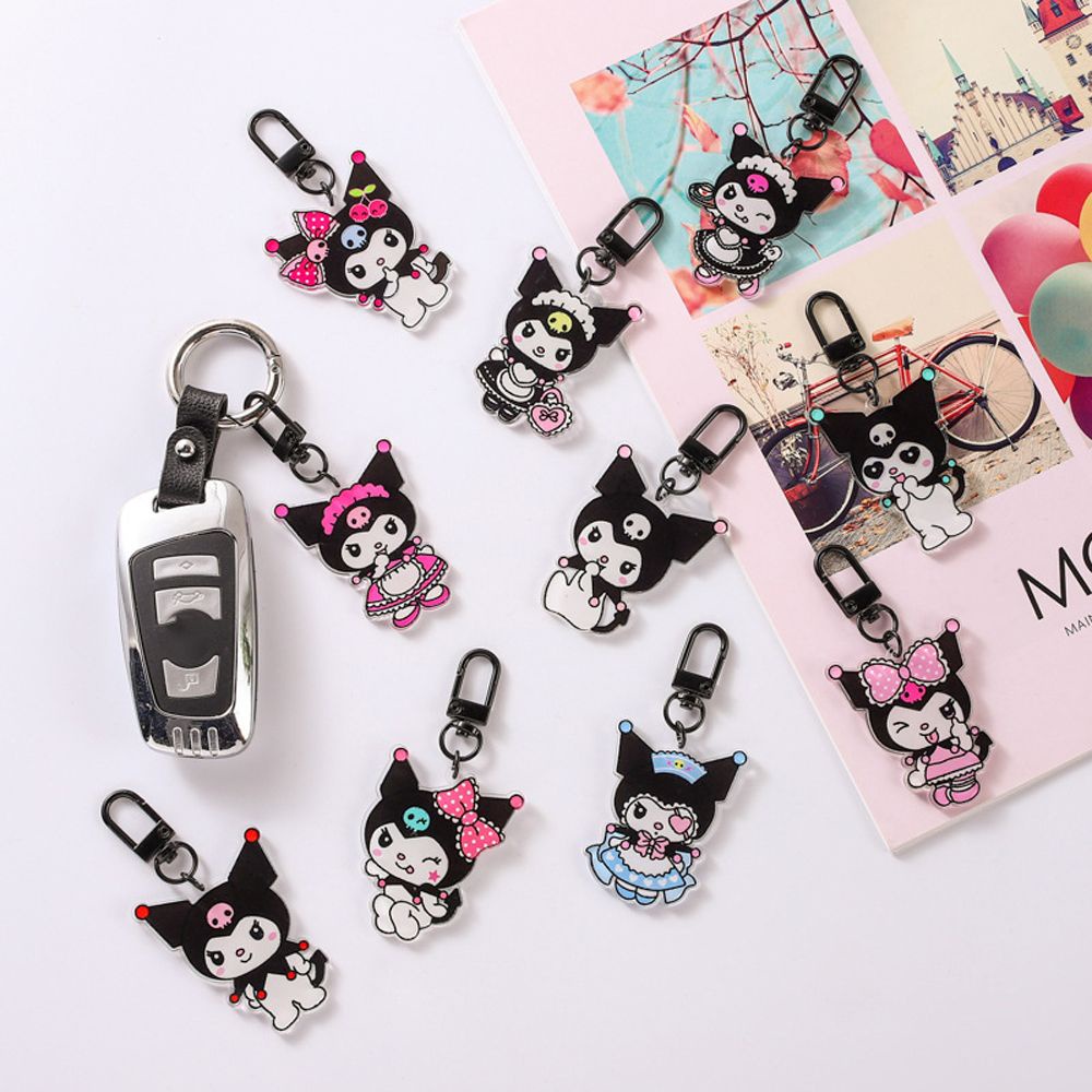 Needway  Creative Anime Key Chains Cute Cartoon Kuromi Korean Key Rings Backpack Hanging Charm Skull Car Key Ornaments Acrylic For Women Men Bag Pendant