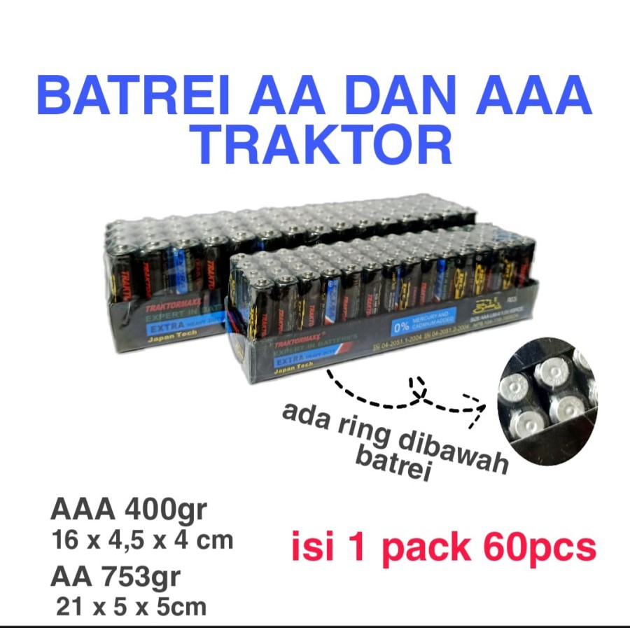 BATRE/BATERE/BATERAI/BATRAI MURAH AA DAN AAA TRAKTOR 1,5V BATTERY ber SNI