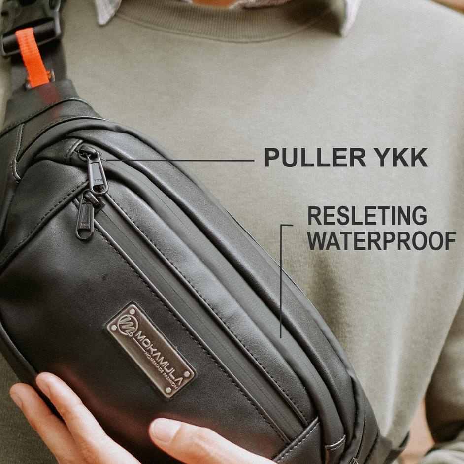 LANGSUNG KIRIM.. Waistbag Pria Tas Pinggang Kulit Synthetic Premium - Snapper Mokamula