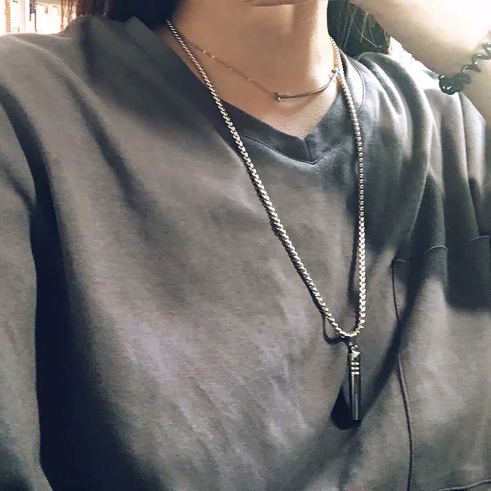 Kalung peluit pria wanita gaya fashion hip hop rantai panjang silver anti karat untuk couple pasangan sahabat best friend dan alat melatih anjing atau hewan lainnya