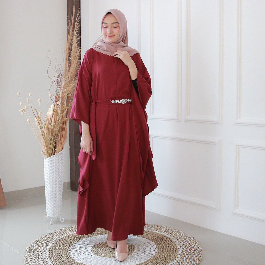 Fitri Gamis Syari Polos Terbaru Lengan Panjang Konveksi.tanah.abang gamissyari gamisterbaru / Gamis-1