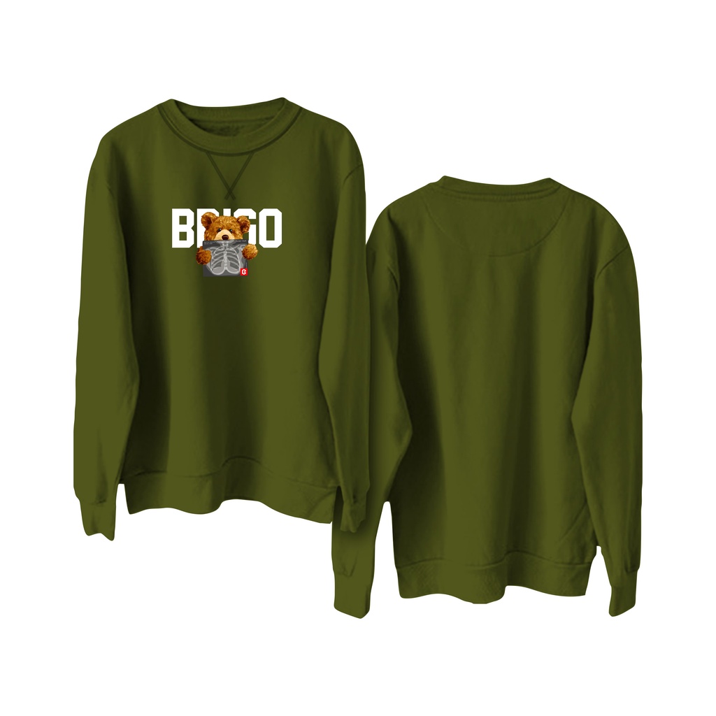 BRIGO Basic Sweatshirt BERUANG RONTGEN II Sweater Crewneck BRIGO Sablon DTF Fleece Cotton II SIZE M-XXL (Pria &amp; Wanita) Free stiker&amp;Gantungan Kunci