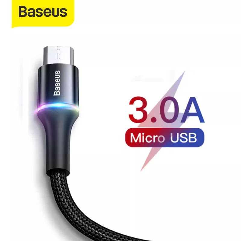 KABEL DATA LED BASEUS HALO FAST CHARGING LIGHTNING/MICRO USB/TYPE-C 1M PILIH SATU YA SESUAIKAN DENGAN HP ANDA