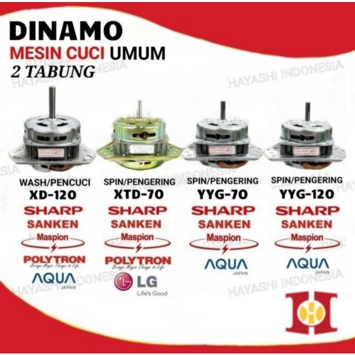 Dinamo Mesin Cuci Wash Spin Pencuci Pengering SHARP POLY TRON UNIVERSAL