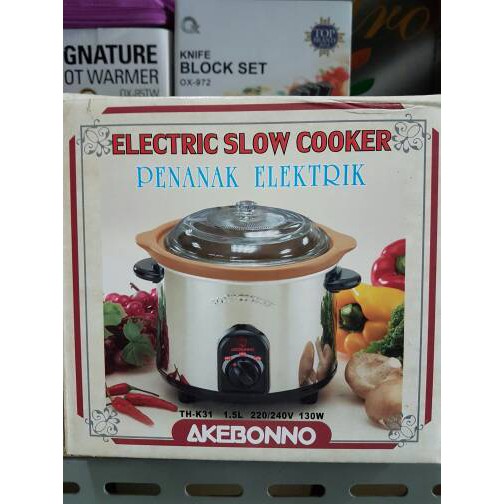 Akebonno TH-K31 Slow Cooker 1,5L - Penanak Elektrik dengan Panci Keramik