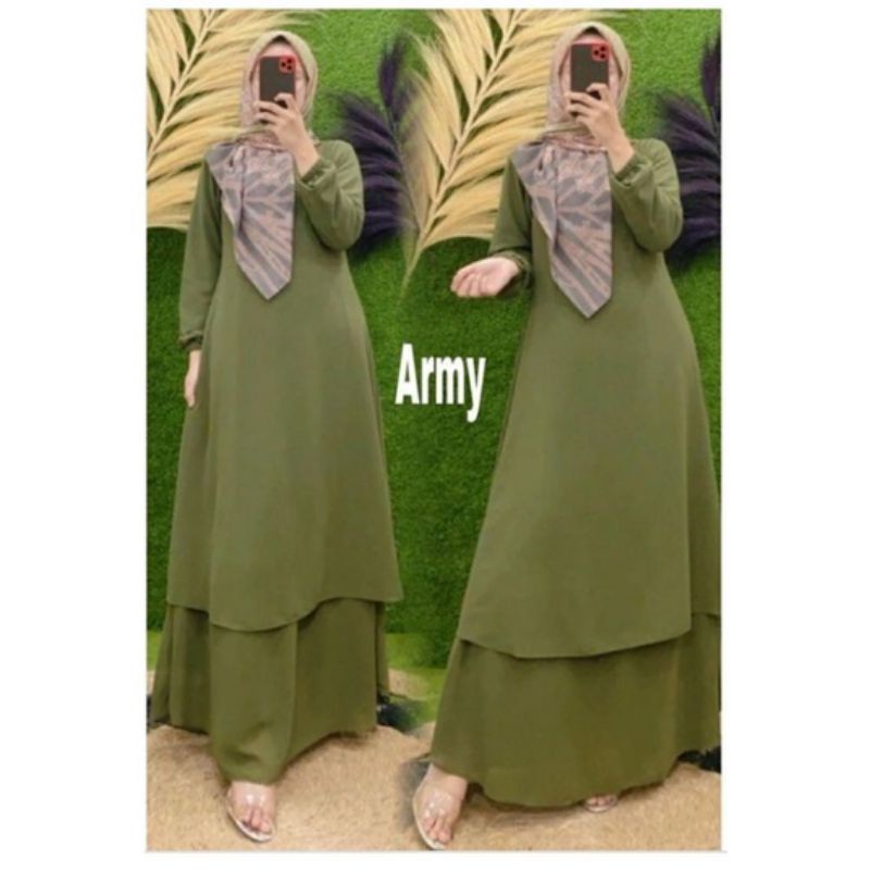 gamis malaysia ceruty babydoll full poring busui polos tanpa hijab