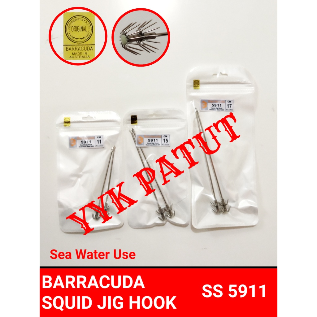 PAKU 5911 isi 2 pcs squid jig hook umbrella BARRACUDA mata kail pancing cumi udang capela stainless 