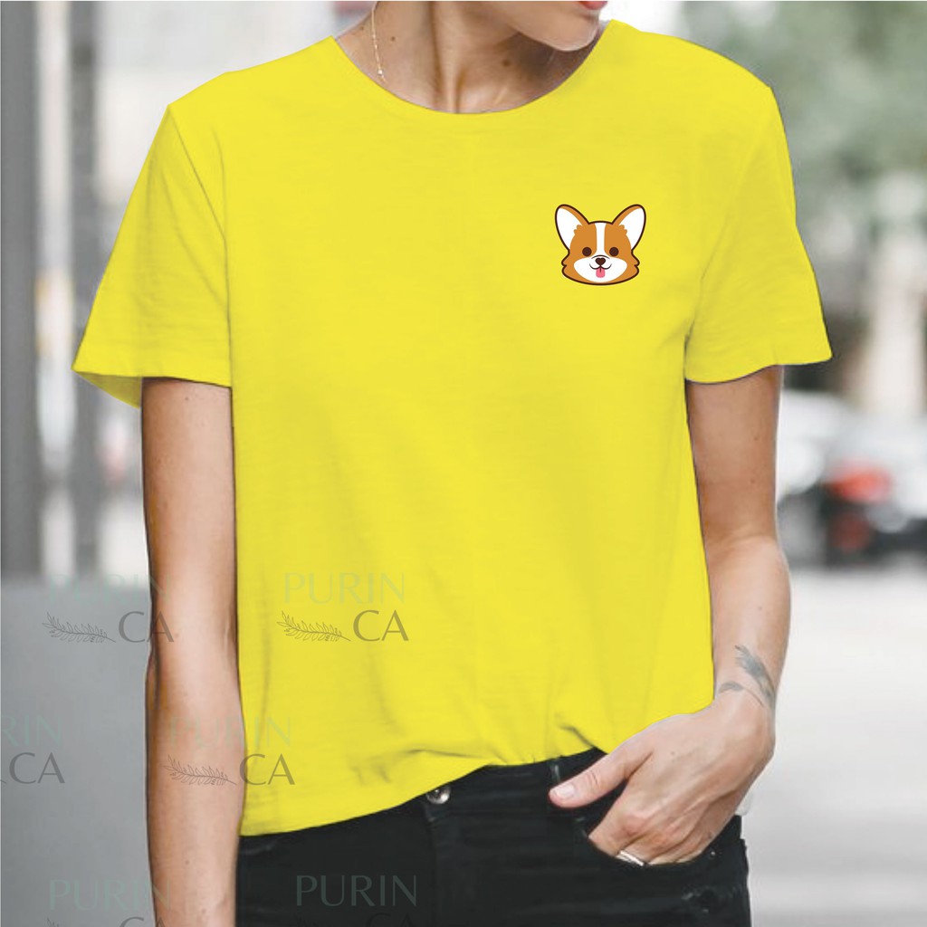 Baju Kaos Wanita Anjing Corgi Face Only Cute