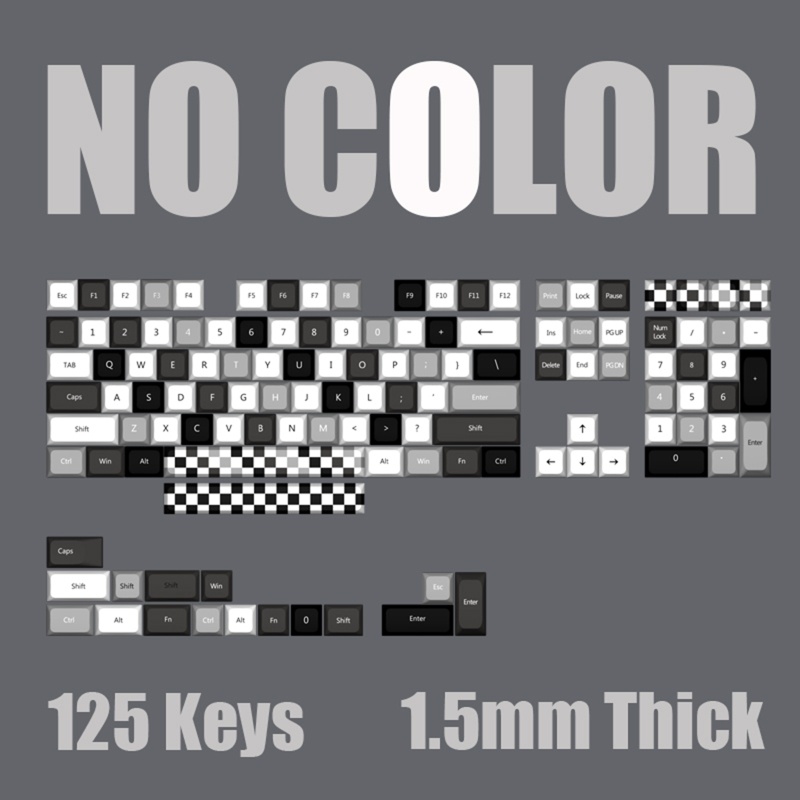 Vivi 125 Keycaps / Set XDA Profile Custom Motif Kotak-Kotak Hitam Putih Untuk Keyboard PBT GH60 61 64 87