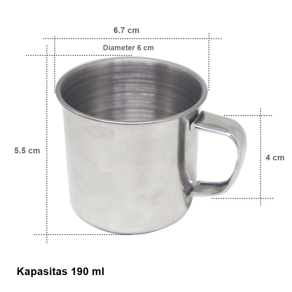 555 Mug mini stainless steel - isi 2 pcs