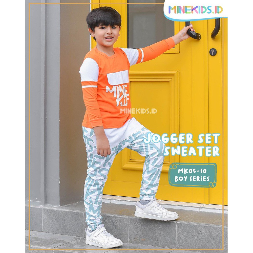 setelan celana Minekids jogger sweater ootd anak lucu laki laki perempuan 2 3 4 5 6 7 8 9 10 tahun