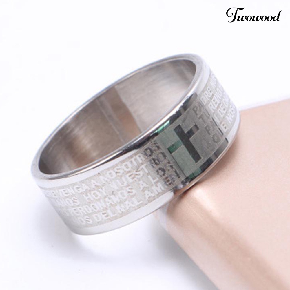 Cincin Bahan Titanium Steel Motif Tulisan Alkitab Untuk Pasangan