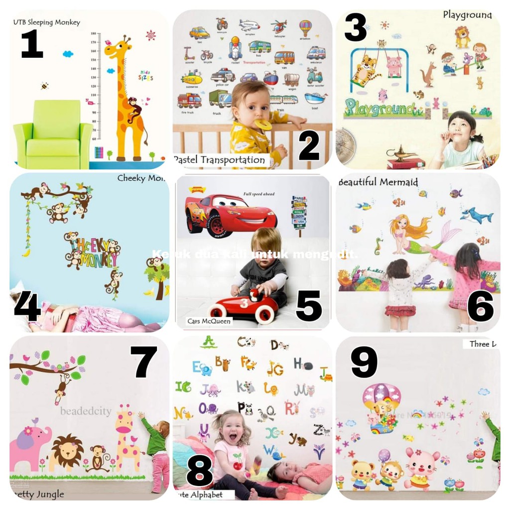 Wallsticker 60x90 Motif Jerapah Mobil Transportation Animal Hewan Hiasan Dinding Kamar Anak