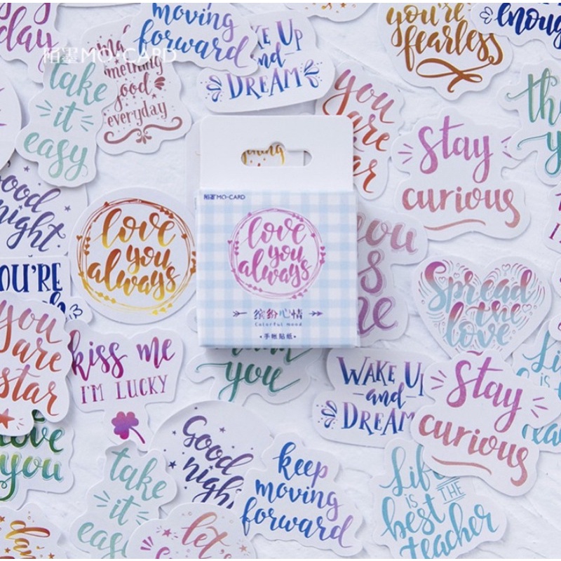 (45 PCS) STICKER AESTHETIC CUTE BOX STIKER LUCU MURAH BINATANG ORANG BUNGA SCRAPBOOK STIKER HP-Lettering