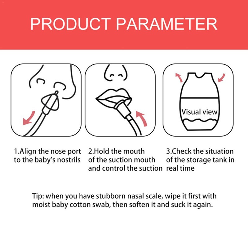 Pembersih ingus Bayi Dahak Bayi Pertolongan hidung tersumbat Bayi sedot ingus Pertolongan pertama bayi Vakum hidung bayi Nose Cleaner Vacuum Nasal Aspirator Baby Nose Cleaners Snot Nose Wash Mucus Sinus Rinse Sucker Vacuum Safety Newborn Suction