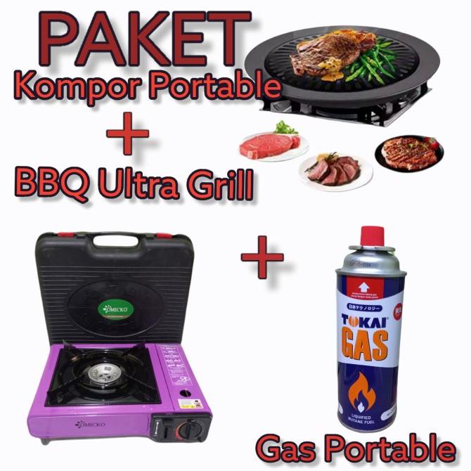 paket barbeque bbq set kompor portable grill bonus koper kompor
