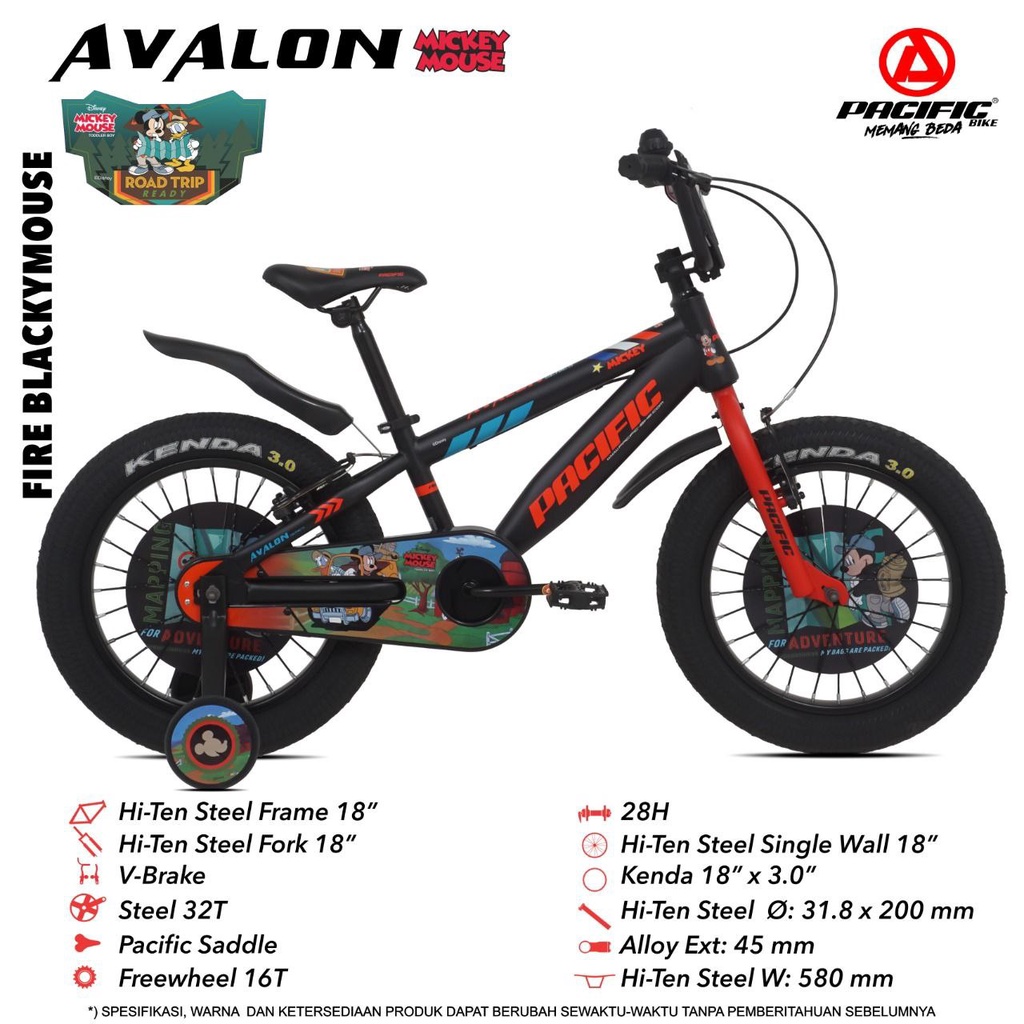 ❤Bazar❤ Sepeda Anak Laki-Laki BMX 18 Inch Pacific Avalon Mickey Mouse