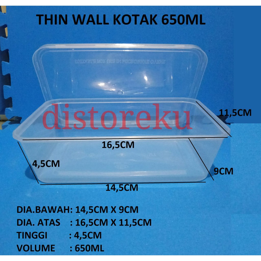 25pcs thinwall box plastik kotak tahan panas 650 ml tebal fim microwave