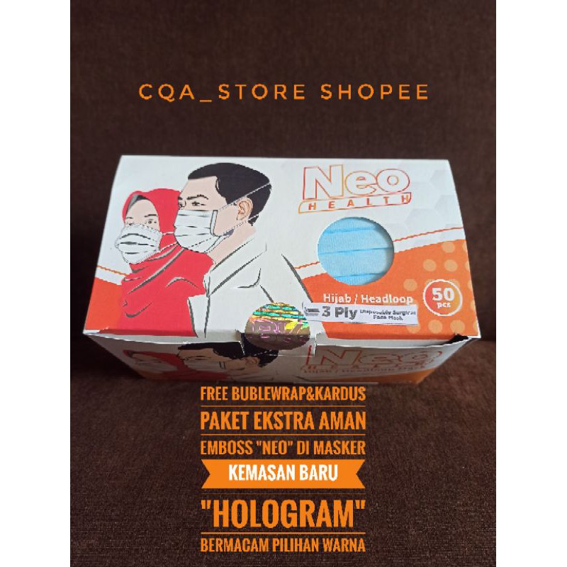 Masker Neo health hijab 3 ply isi 50 izin kemenkes