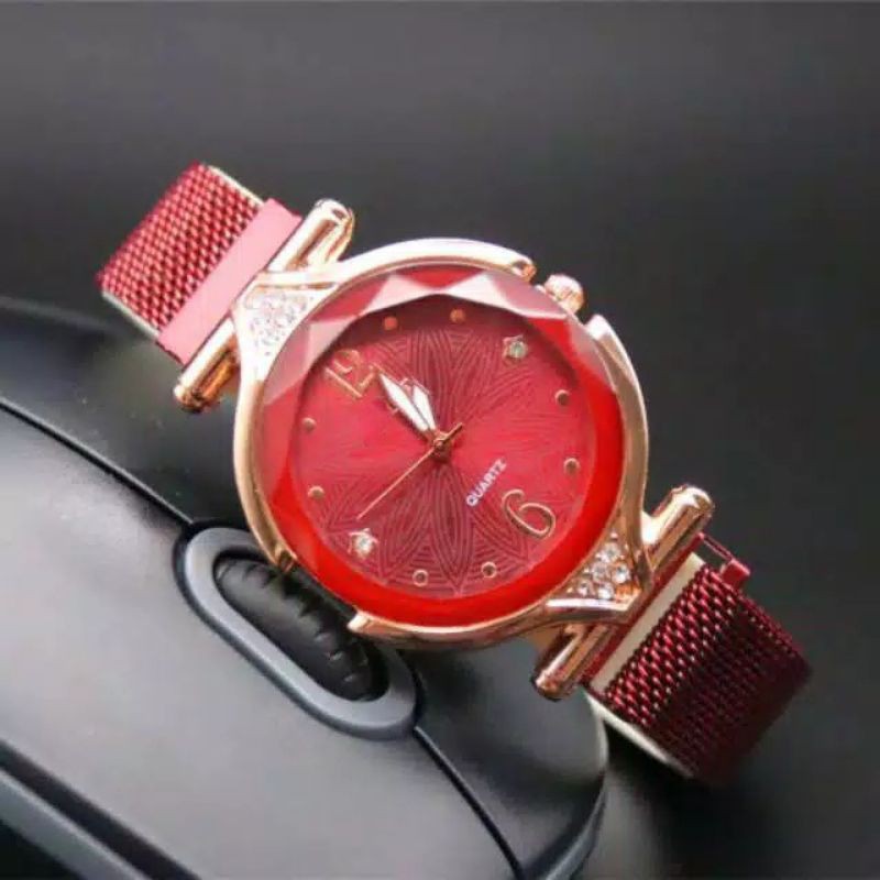 Jam Tangan Wanita Korea Strap Magnet Diyoor Lancip Angka 7 warna