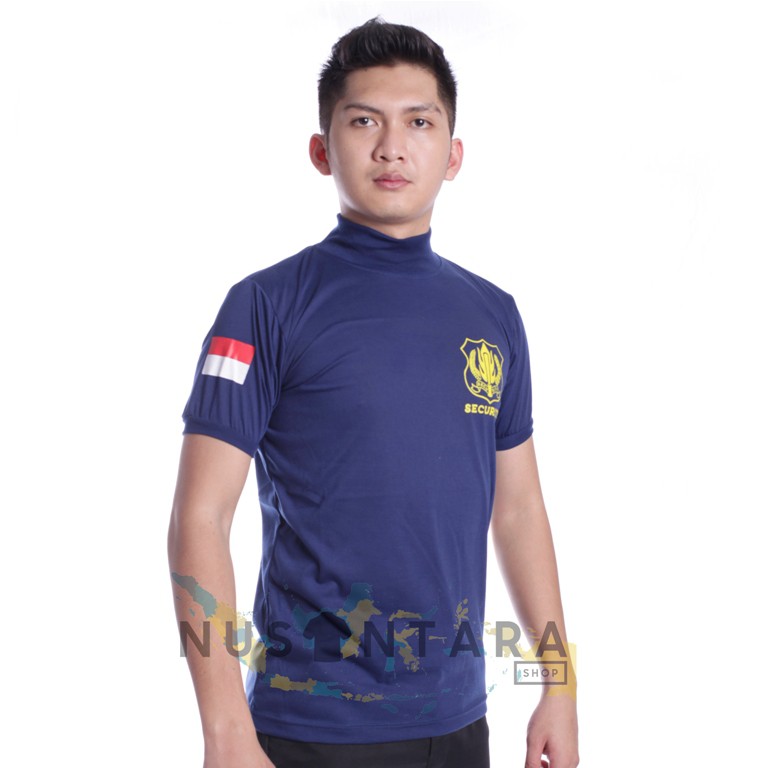 Kaos Security Kaos Satpam Terbaru Kerah Tinggi Kerah Panjang Putih Coklat Hitam Navy Cream