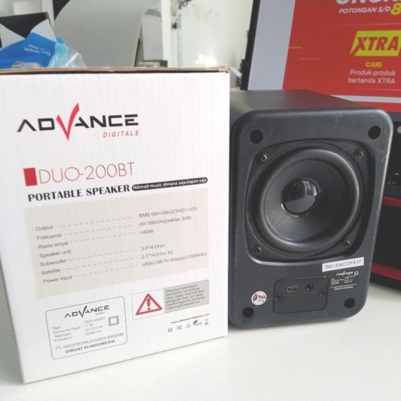 Advance Duo-200Bt Speaker Power Sound Bluetooth Portable Subwoofer Super Bass Aux Radio Fm Memory Card