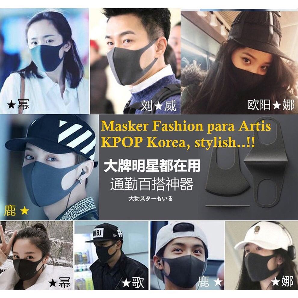 Kpop Mask Fashion Black Masker Mulut Hitam Pitta Korea Jepang