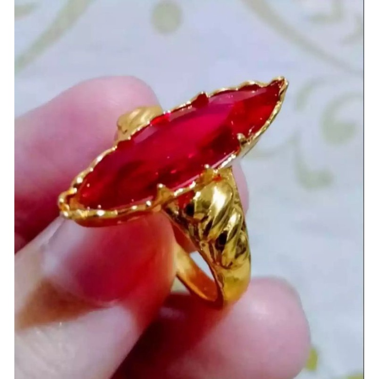 cincin batu merah panjang Perhiasan Wanita dewasa