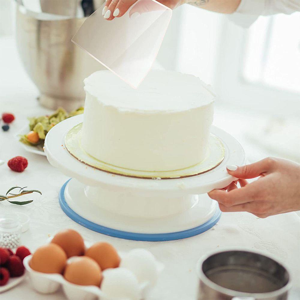 Top 8pcs Scraper Kue Set Dapur Rumah Hiasan Kue Gergaji Gigi Alat Penghalus Akrilik Bening Transparan