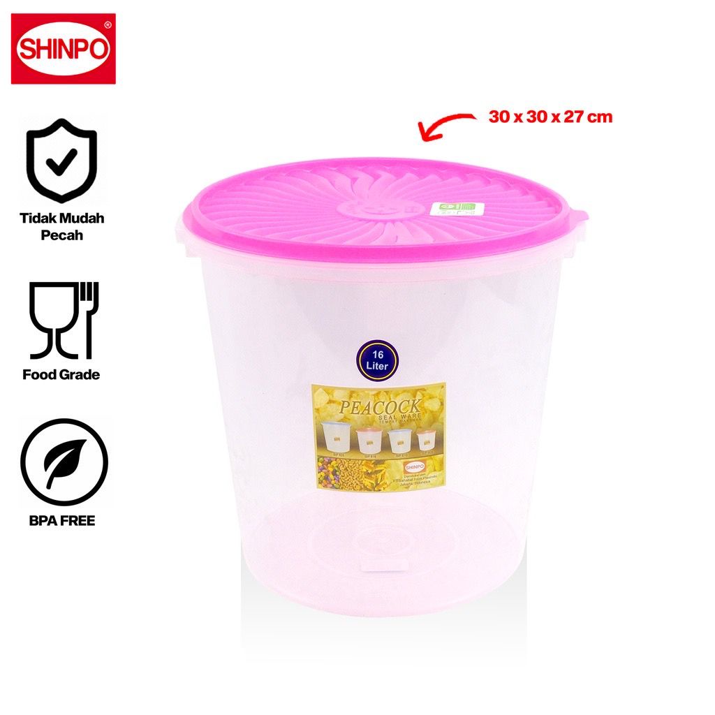 Shinpo 616 Sealware Toples Kerupuk / Krupuk Peacock 16 liter Kedap Udara