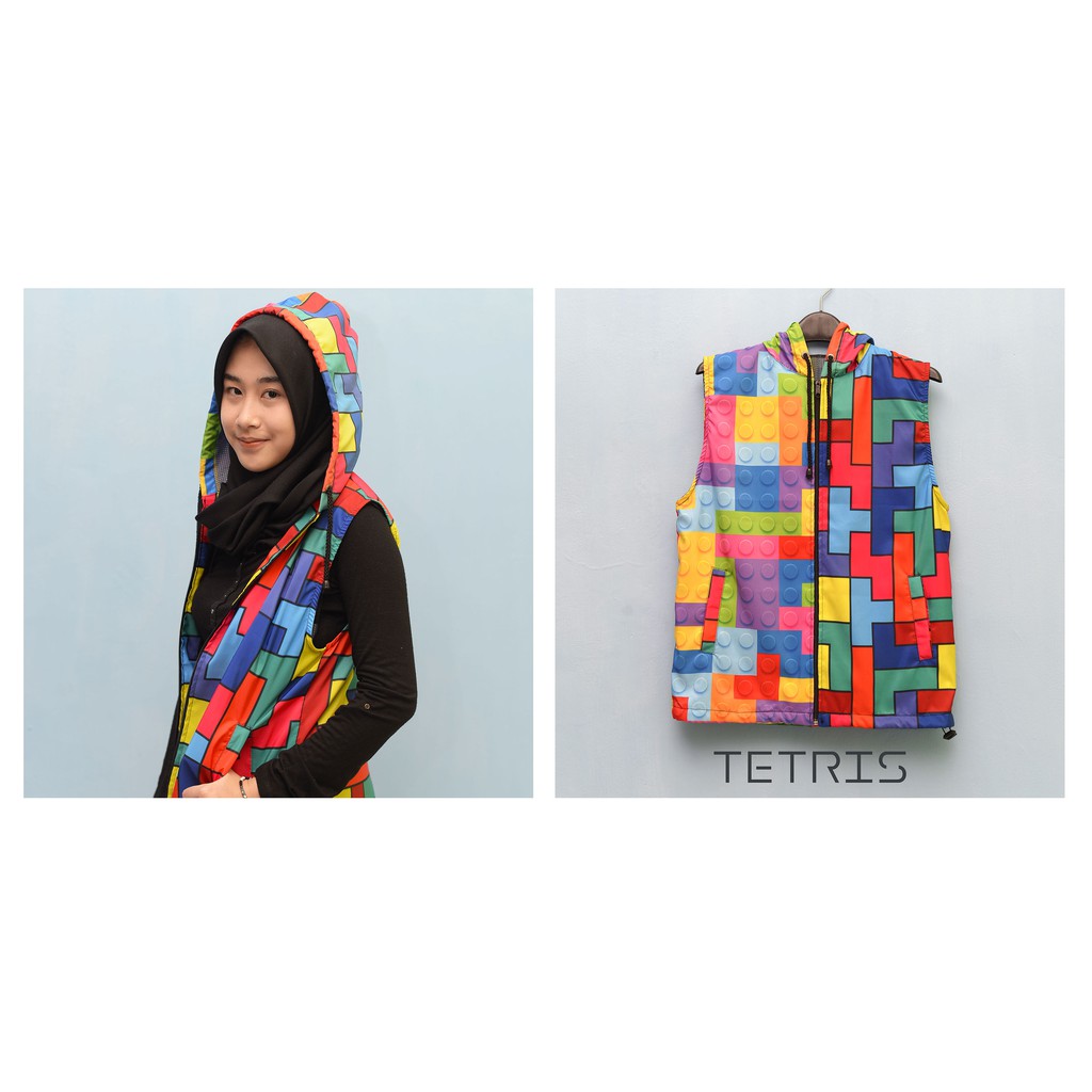 Vest Rompi Gowes Sepeda Fullprint  Tetris