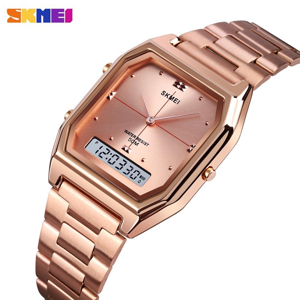 SKMEI 1612 Jam Tangan Wanita Digital Analog Tali Stainless WATCHKITE WKOS