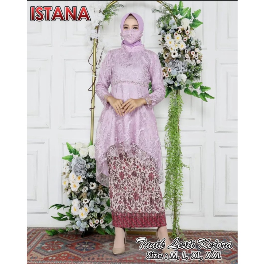 Setelan Tunik Lesty Kejora Terbaru 2022//Setela Tunik tille Mutiara Premium/Baju Kebaya Termurah/Baju Kebaya Tile Full Payet/baju kurung/pakaian wanita Termurah/seragam Pesta Kekinian/pakaian tradisional/set baju kebaya termurah