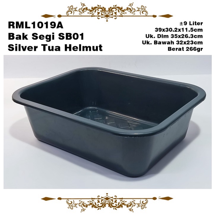 RML1019A Bak Segi/Bak Pasir Kucing SB01 Silver Tua Helmut  ±9 Liter