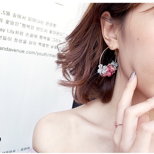 ANTING WANITA KOREA ANTING PANJANG BUNGA BULAT ELEGANT EARRINGS IMPORT FASHION ANT32