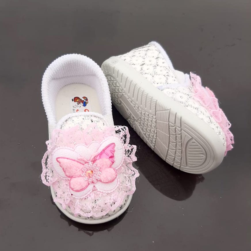 SOP04 Sepatu Pesta Anak Perempuan Slip On Kupu-kupu Bunyi Cit Cit Umur 1 2 3 tahun