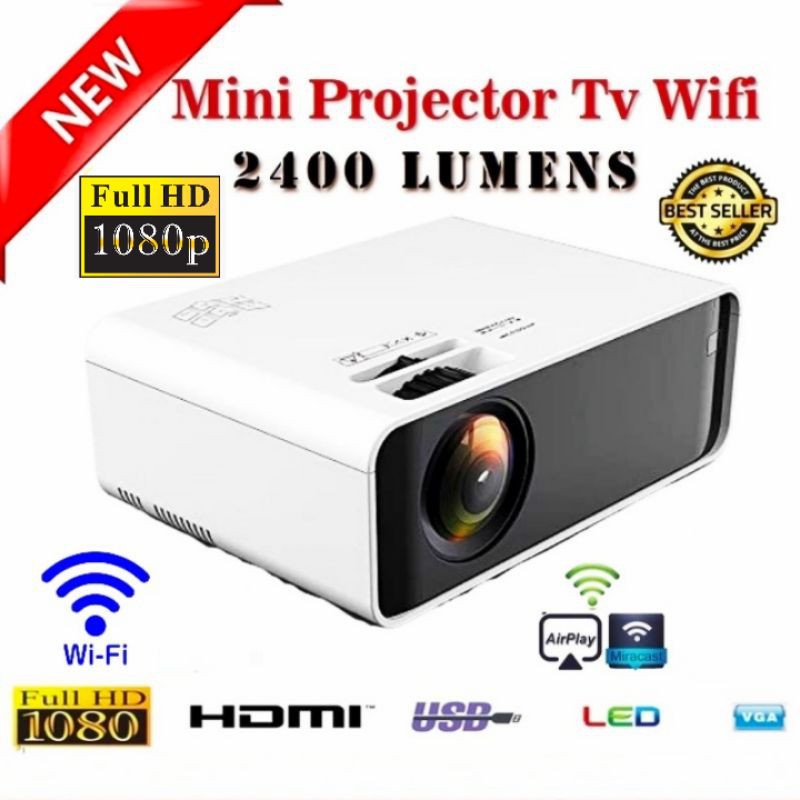 Mini Projector IDB Premium 2400 Lumens Tv Tuner Wifi Proyektor Upgrade Cheerlux C6 Infocus Nobar