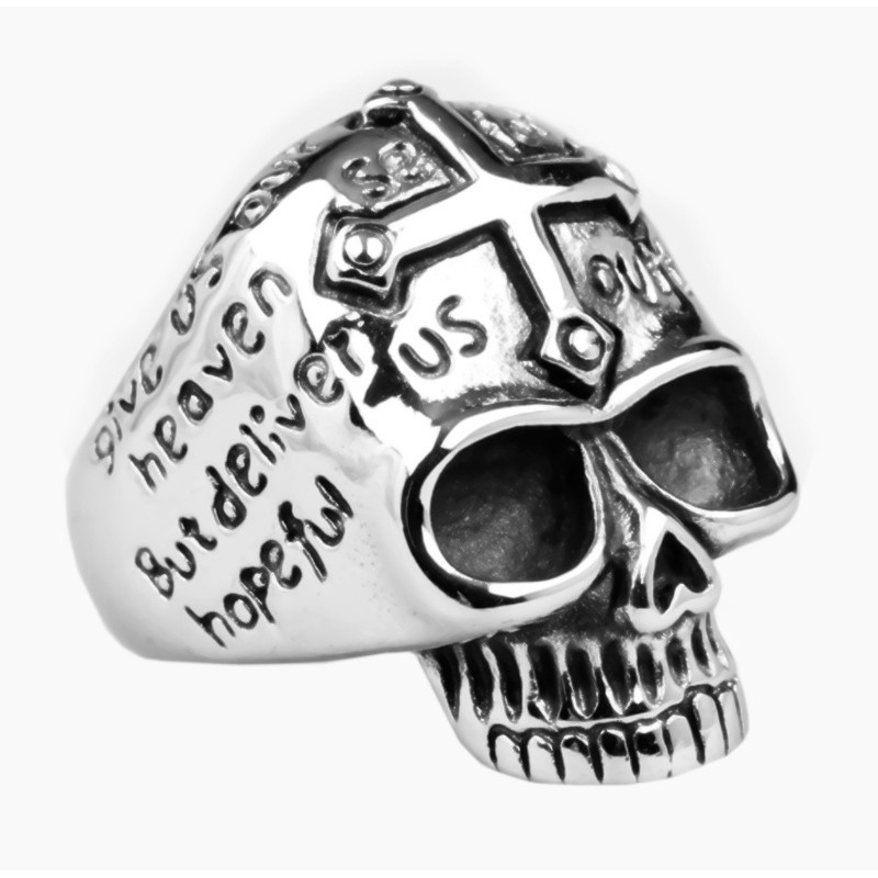 SEUSUK  Cincin Motif Tengkorak Gaya Gothic Punk Warna Hitam / Gold untuk Pria