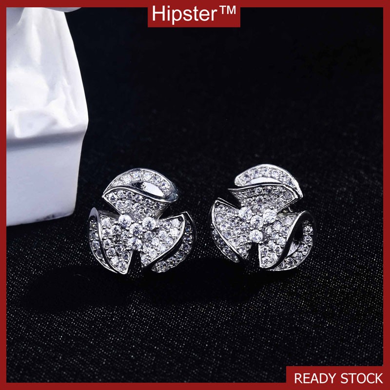 Fashion Moissanite Flower-Shaped Earrings