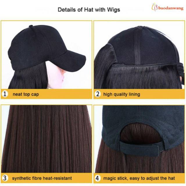 Wig Rambut Palsu Plus Topi Base Ball Pendek 25 - 30 CM