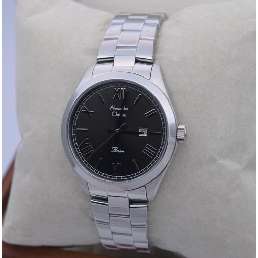 Jam Tangan Wanita Alexandre Christie Ac 2711 Silver Plat Hitam Original