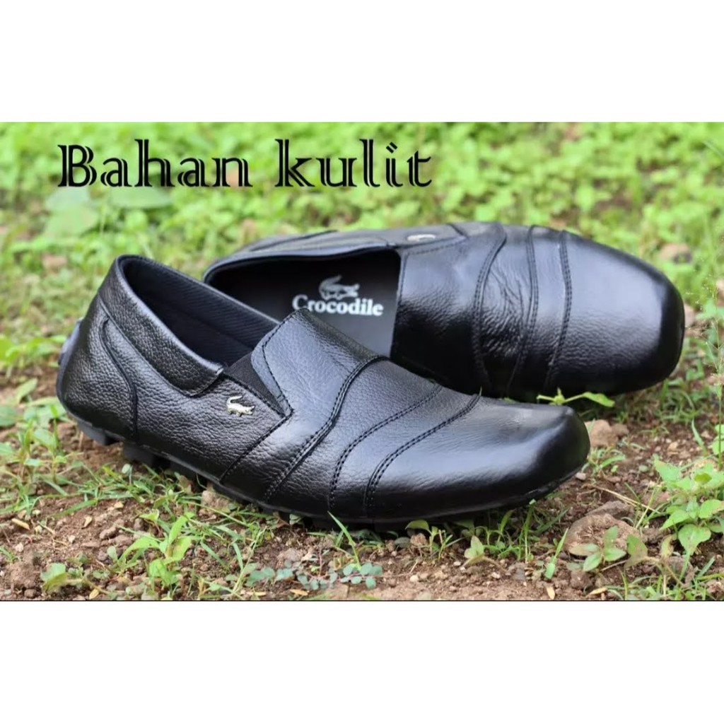 Sepatu Pantofel  Moccasin Slip On Mules Pria Kulit Asli Murah Ringan Slop Casual Jalan Santai