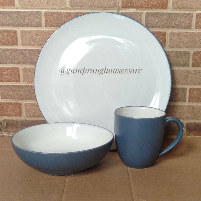3 pcs Dinner set piring makan slate mangkok mug noritake