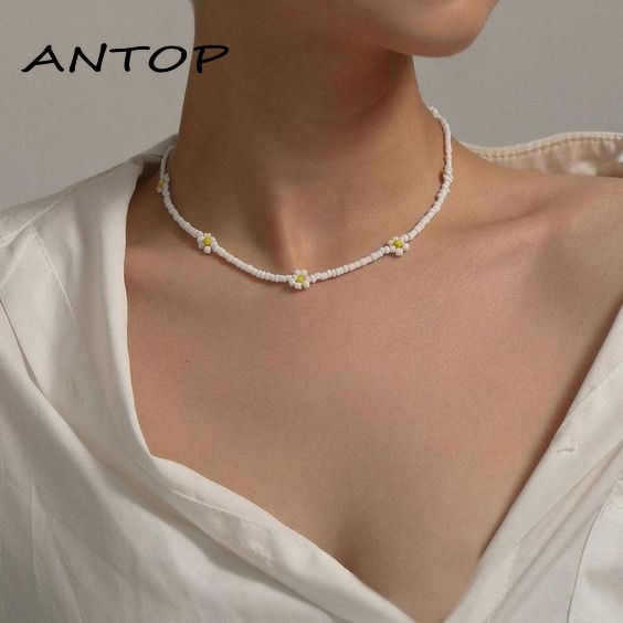 Baru Fashion Manik-manik Kalung Mutiara Warna-warni Senyum Wajah Rantai Kalung Untuk Wanita Perhiasan Aksesoris ANTOP