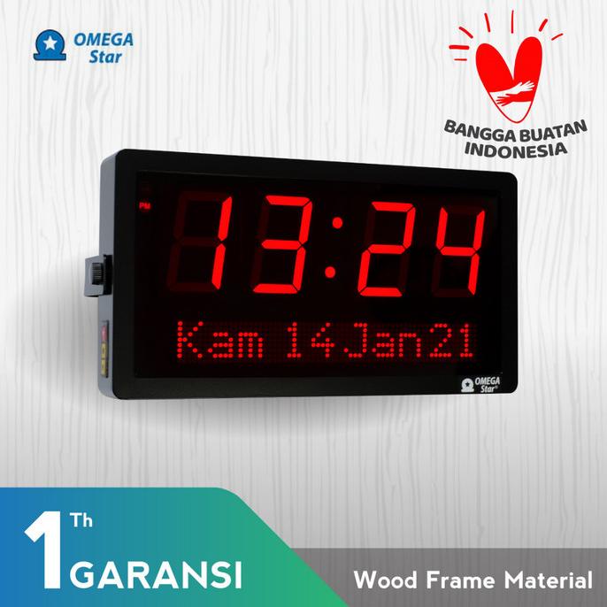 Jam Digital Dinding Kayu Clock and Date / Wooden Digital Clock Modern tersedia stok