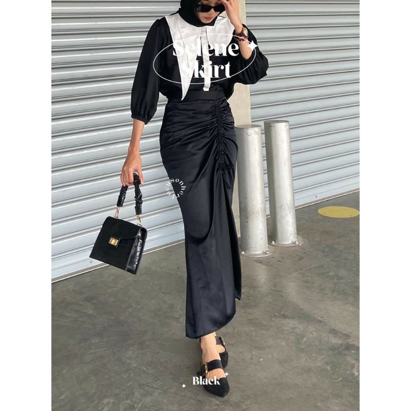Rok duyung serut satin / rok satin / satin serut / rok kerut satin / satin skirt / skirt satin serut
