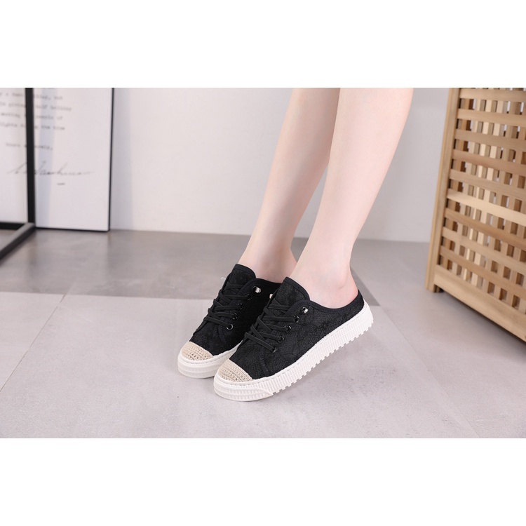 COD POS Y625 Sepatu Sneakers Selop Wanita Import Kanvas-1