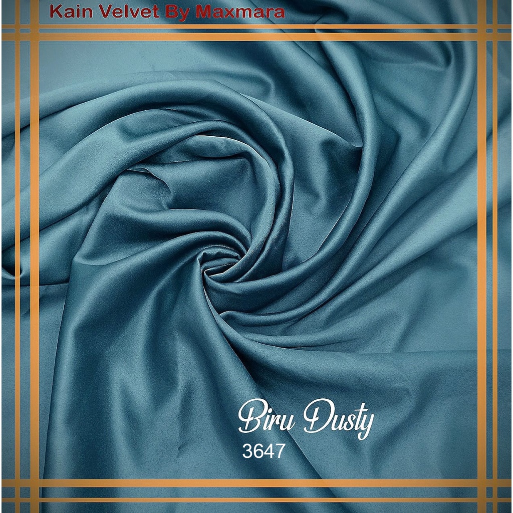 Bahan Multi Kain Satin saten Velvet maxmara Polos bridesmaid Meteran Super A Grade-3647 Biru dusty