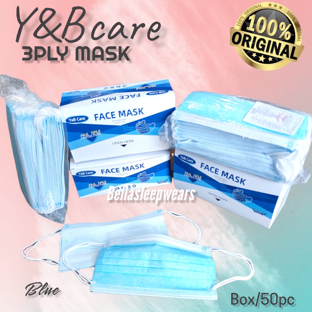 YB CARE 3PLY MASK PRO KOREAN - MASKER 3PLY EARLOOP PREMIUM Y&amp;B CARE KOREA WARNA /50